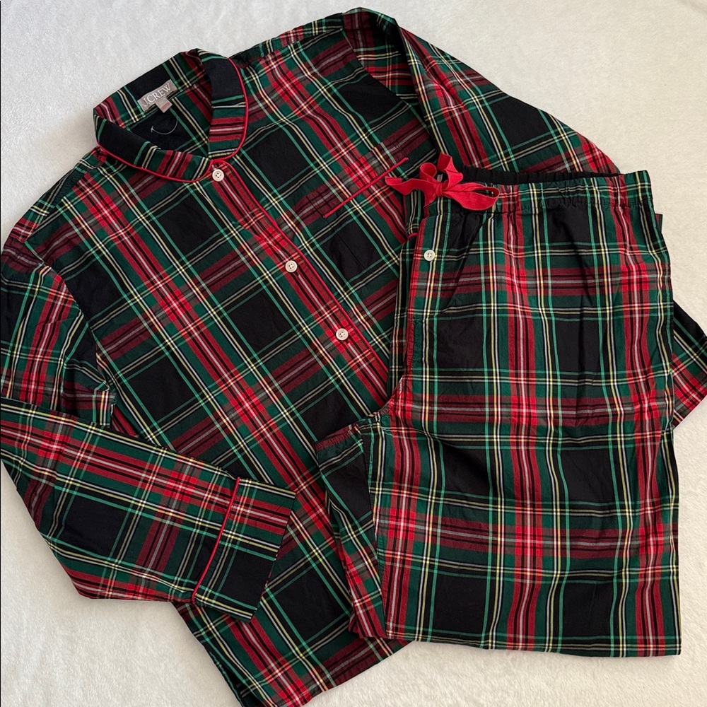 {NWOT} J.Crew | Black Stewart Tartan Plaid Pajama Set Cotton Poplin BM280 (XXL)